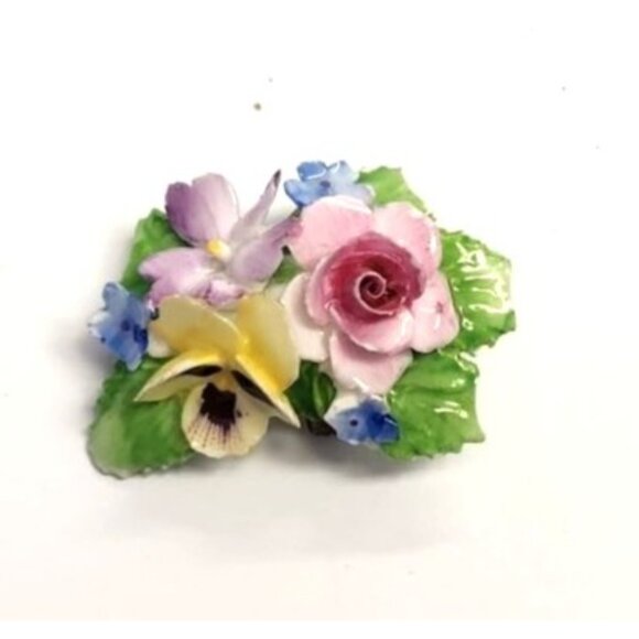 Royal Adderley Bone China Floral Bouquet Brooch/Pin Made In England - Picture 6 of 6